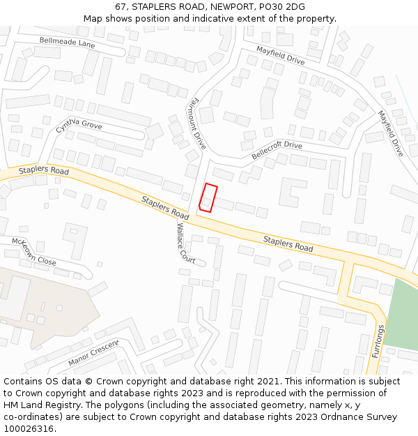 67, STAPLERS ROAD, NEWPORT, PO30 2DG: Location map and indicative extent of plot