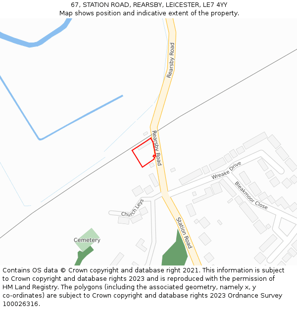 67, STATION ROAD, REARSBY, LEICESTER, LE7 4YY: Location map and indicative extent of plot