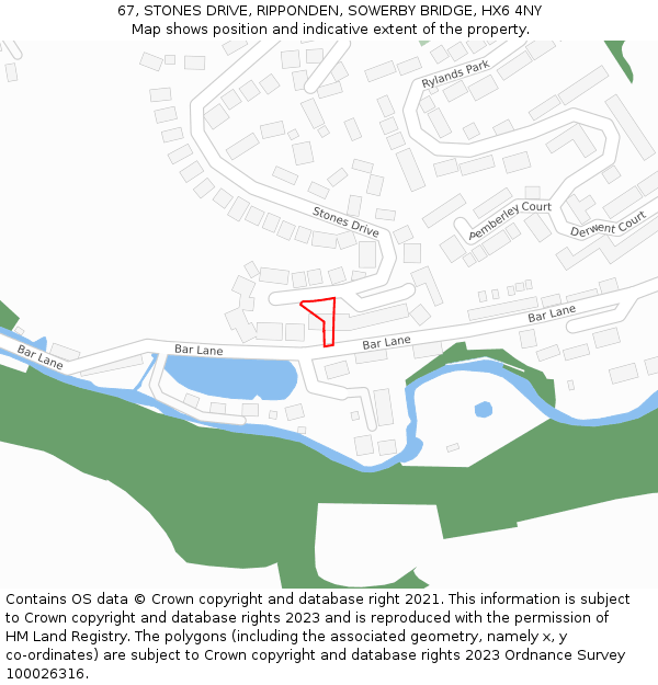 67, STONES DRIVE, RIPPONDEN, SOWERBY BRIDGE, HX6 4NY: Location map and indicative extent of plot