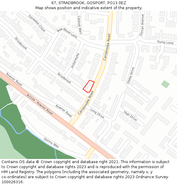 67, STRADBROOK, GOSPORT, PO13 0EZ: Location map and indicative extent of plot