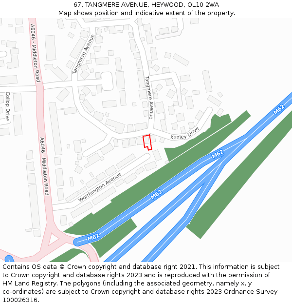 67, TANGMERE AVENUE, HEYWOOD, OL10 2WA: Location map and indicative extent of plot