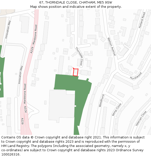 67, THORNDALE CLOSE, CHATHAM, ME5 9SW: Location map and indicative extent of plot