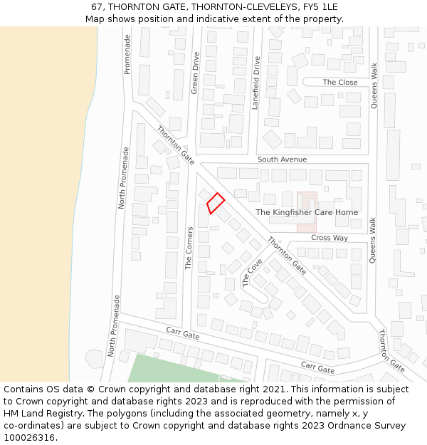 67, THORNTON GATE, THORNTON-CLEVELEYS, FY5 1LE: Location map and indicative extent of plot