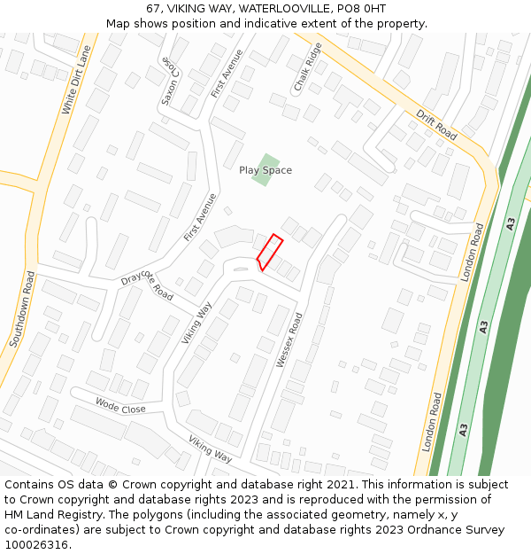 67, VIKING WAY, WATERLOOVILLE, PO8 0HT: Location map and indicative extent of plot