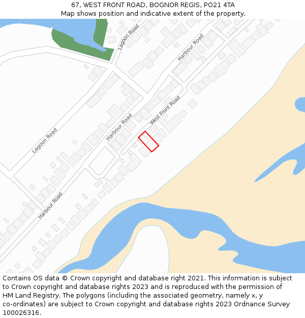 67, WEST FRONT ROAD, BOGNOR REGIS, PO21 4TA: Location map and indicative extent of plot