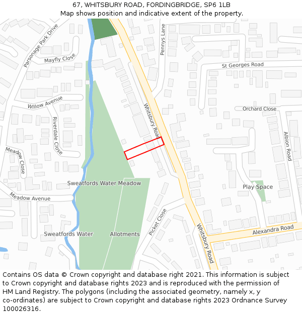 67, WHITSBURY ROAD, FORDINGBRIDGE, SP6 1LB: Location map and indicative extent of plot