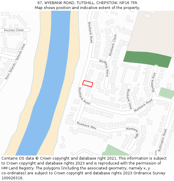 67, WYEBANK ROAD, TUTSHILL, CHEPSTOW, NP16 7FA: Location map and indicative extent of plot