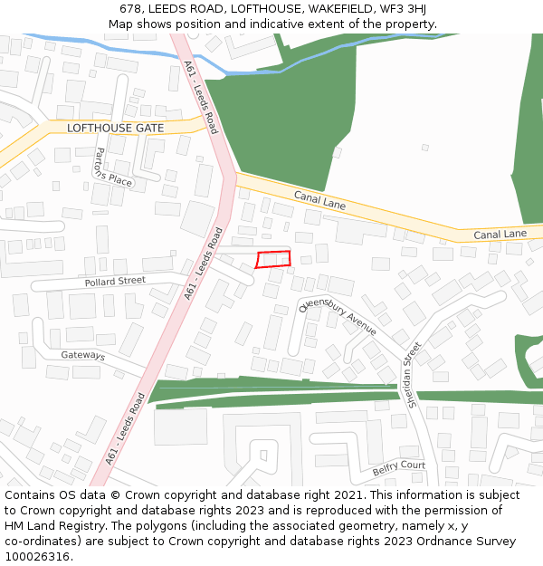 678, LEEDS ROAD, LOFTHOUSE, WAKEFIELD, WF3 3HJ: Location map and indicative extent of plot