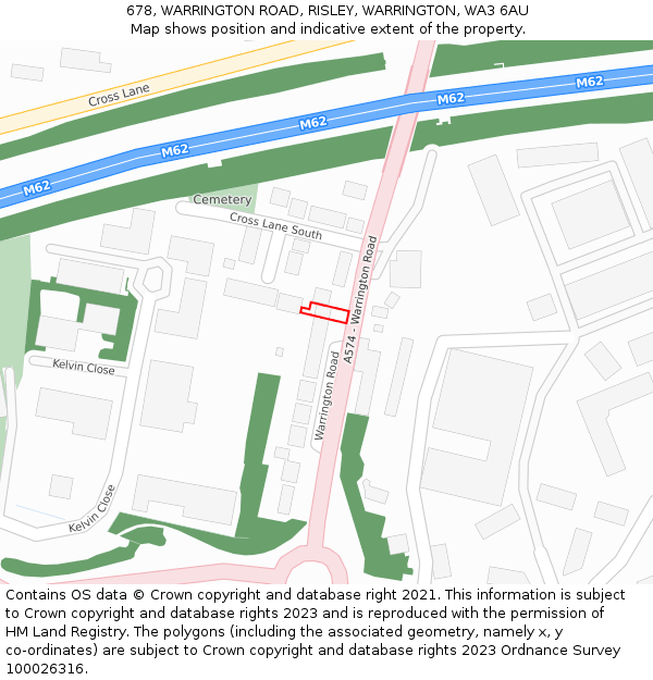 678, WARRINGTON ROAD, RISLEY, WARRINGTON, WA3 6AU: Location map and indicative extent of plot