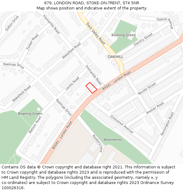 679, LONDON ROAD, STOKE-ON-TRENT, ST4 5NR: Location map and indicative extent of plot