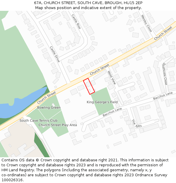 67A, CHURCH STREET, SOUTH CAVE, BROUGH, HU15 2EP: Location map and indicative extent of plot