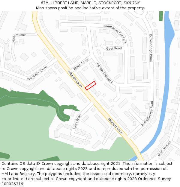 67A, HIBBERT LANE, MARPLE, STOCKPORT, SK6 7NY: Location map and indicative extent of plot