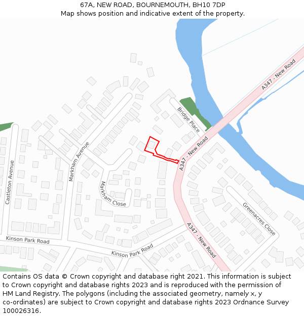 67A, NEW ROAD, BOURNEMOUTH, BH10 7DP: Location map and indicative extent of plot