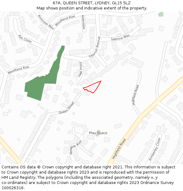 67A, QUEEN STREET, LYDNEY, GL15 5LZ: Location map and indicative extent of plot