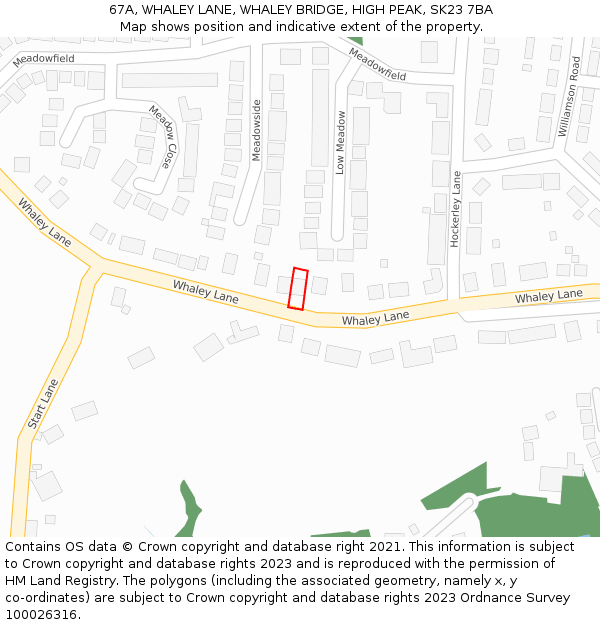 67A, WHALEY LANE, WHALEY BRIDGE, HIGH PEAK, SK23 7BA: Location map and indicative extent of plot