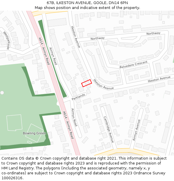 67B, ILKESTON AVENUE, GOOLE, DN14 6PN: Location map and indicative extent of plot