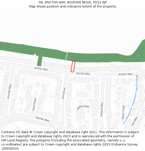 68, ANCTON WAY, BOGNOR REGIS, PO22 6JP: Location map and indicative extent of plot