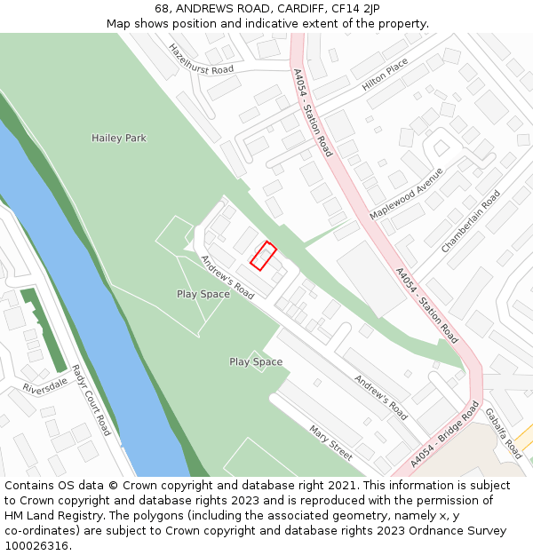 68, ANDREWS ROAD, CARDIFF, CF14 2JP: Location map and indicative extent of plot
