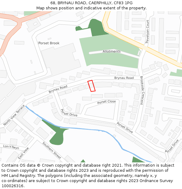 68, BRYNAU ROAD, CAERPHILLY, CF83 1PG: Location map and indicative extent of plot