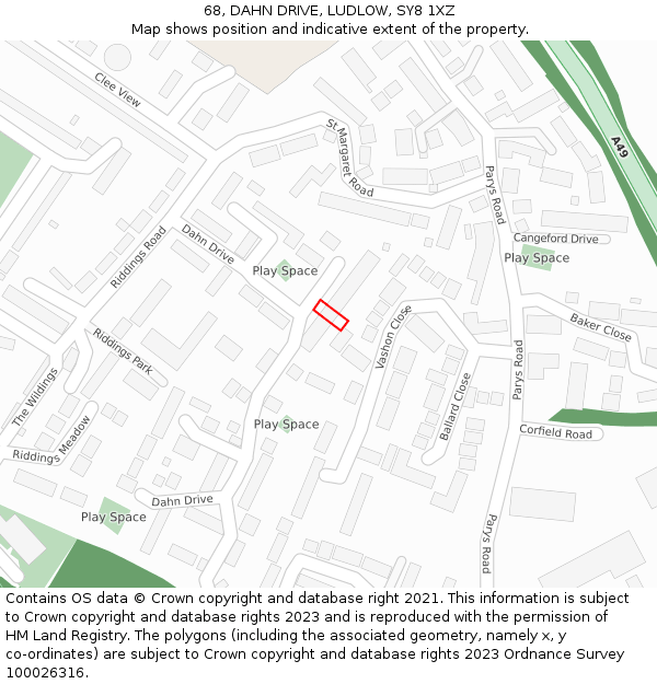 68, DAHN DRIVE, LUDLOW, SY8 1XZ: Location map and indicative extent of plot