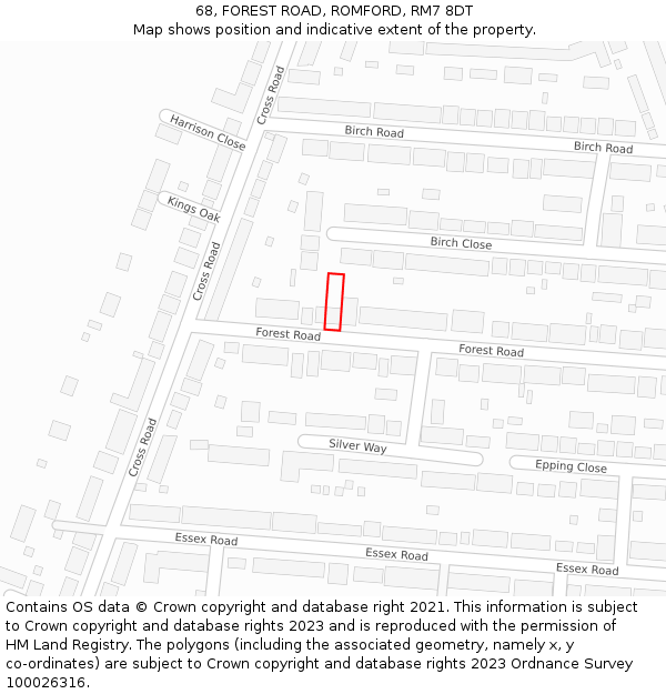 68, FOREST ROAD, ROMFORD, RM7 8DT: Location map and indicative extent of plot