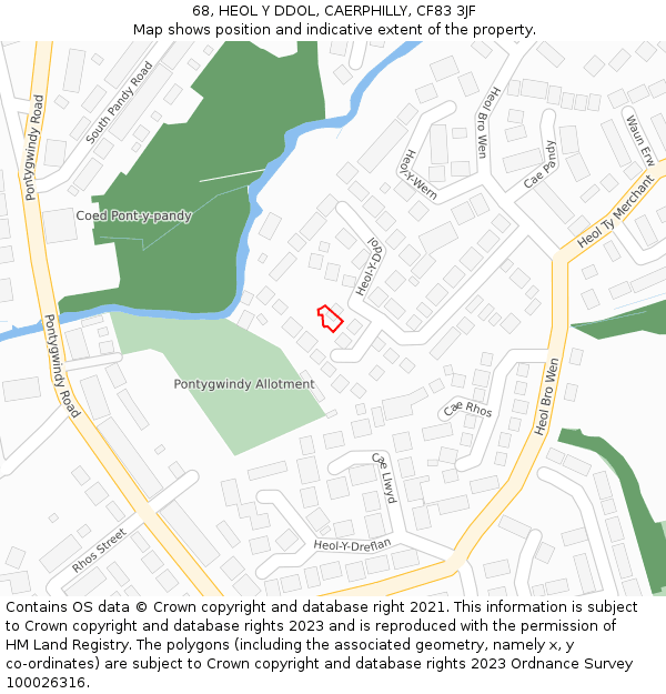 68, HEOL Y DDOL, CAERPHILLY, CF83 3JF: Location map and indicative extent of plot