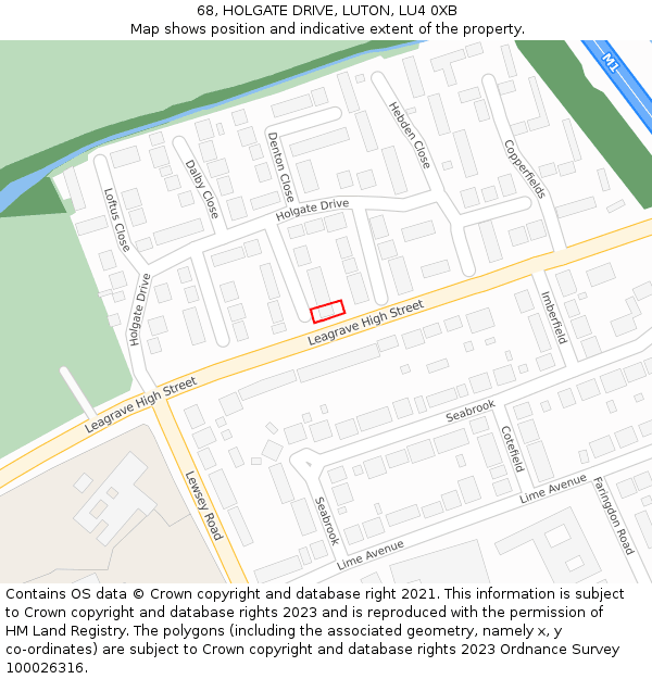 68, HOLGATE DRIVE, LUTON, LU4 0XB: Location map and indicative extent of plot