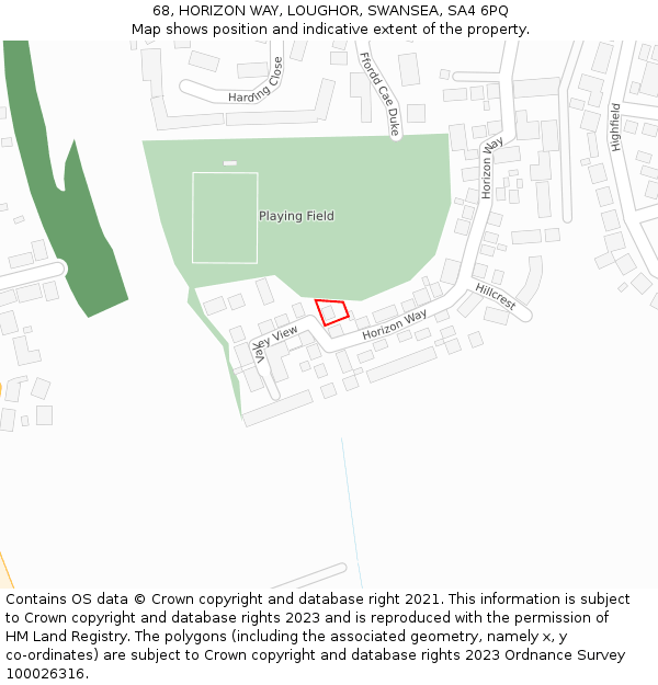 68, HORIZON WAY, LOUGHOR, SWANSEA, SA4 6PQ: Location map and indicative extent of plot