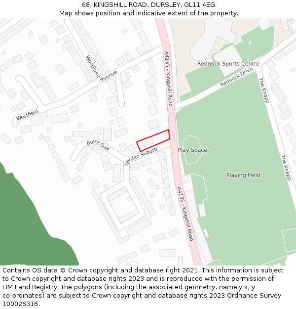 68, KINGSHILL ROAD, DURSLEY, GL11 4EG: Location map and indicative extent of plot