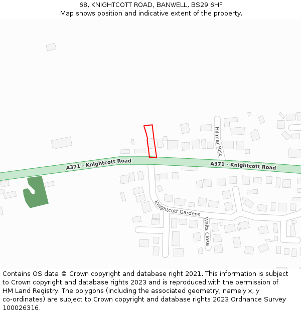 68, KNIGHTCOTT ROAD, BANWELL, BS29 6HF: Location map and indicative extent of plot