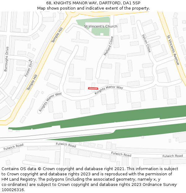 68, KNIGHTS MANOR WAY, DARTFORD, DA1 5SP: Location map and indicative extent of plot
