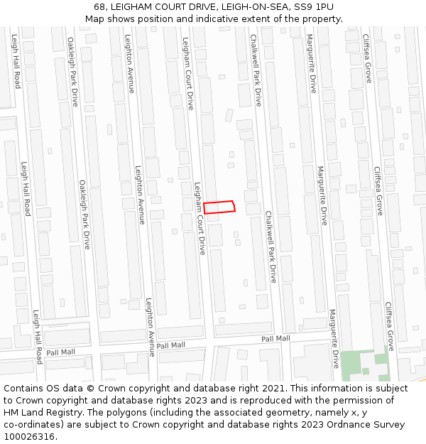 68, LEIGHAM COURT DRIVE, LEIGH-ON-SEA, SS9 1PU: Location map and indicative extent of plot