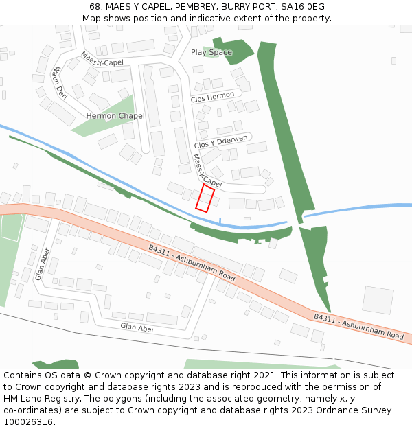 68, MAES Y CAPEL, PEMBREY, BURRY PORT, SA16 0EG: Location map and indicative extent of plot