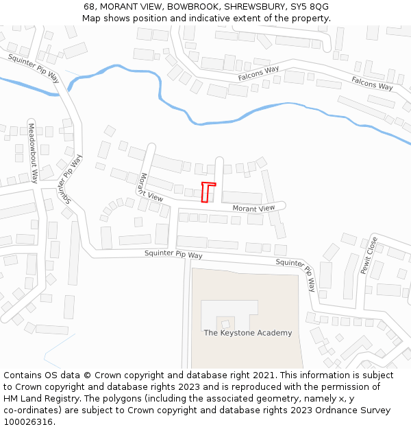 68, MORANT VIEW, BOWBROOK, SHREWSBURY, SY5 8QG: Location map and indicative extent of plot