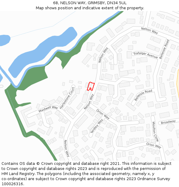 68, NELSON WAY, GRIMSBY, DN34 5UL: Location map and indicative extent of plot