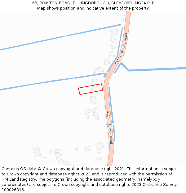 68, POINTON ROAD, BILLINGBOROUGH, SLEAFORD, NG34 0LP: Location map and indicative extent of plot