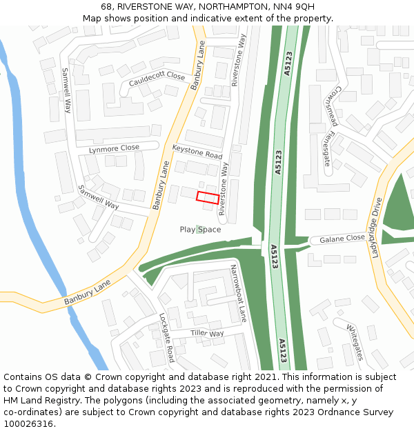 68, RIVERSTONE WAY, NORTHAMPTON, NN4 9QH: Location map and indicative extent of plot