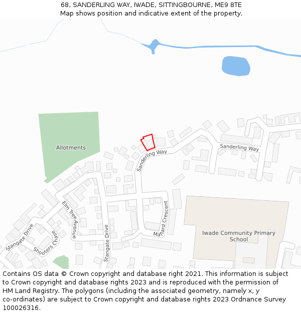 68, SANDERLING WAY, IWADE, SITTINGBOURNE, ME9 8TE: Location map and indicative extent of plot