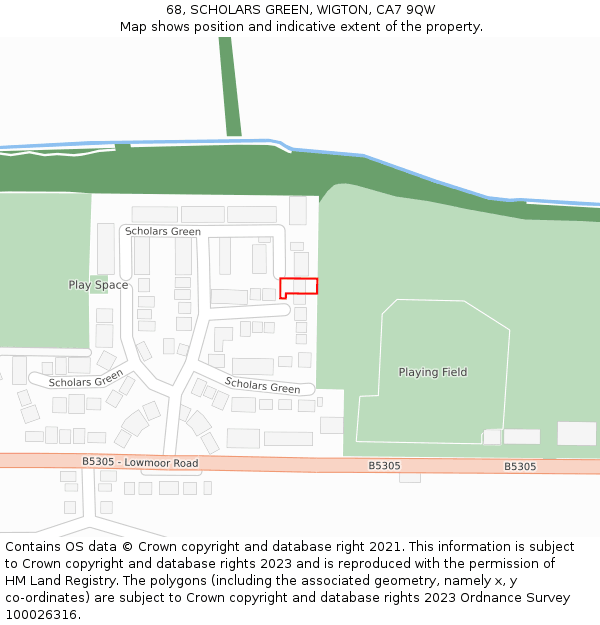 68, SCHOLARS GREEN, WIGTON, CA7 9QW: Location map and indicative extent of plot