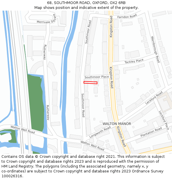 68, SOUTHMOOR ROAD, OXFORD, OX2 6RB: Location map and indicative extent of plot