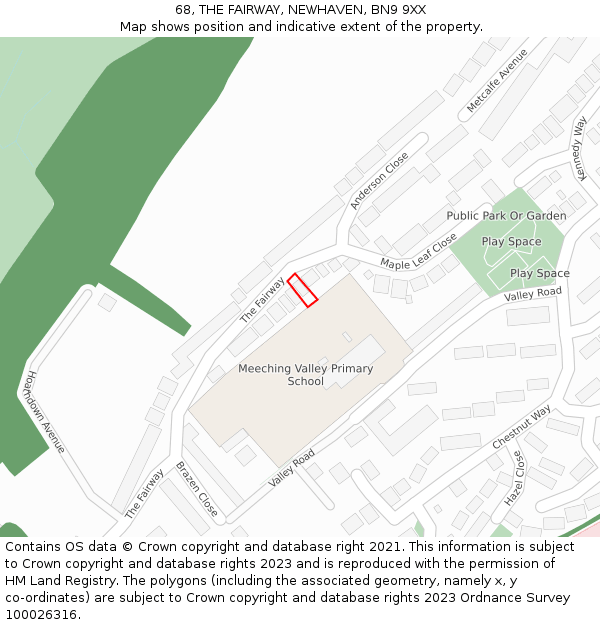 68, THE FAIRWAY, NEWHAVEN, BN9 9XX: Location map and indicative extent of plot