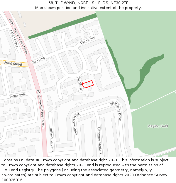 68, THE WYND, NORTH SHIELDS, NE30 2TE: Location map and indicative extent of plot