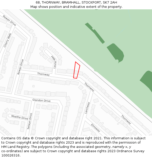 68, THORNWAY, BRAMHALL, STOCKPORT, SK7 2AH: Location map and indicative extent of plot