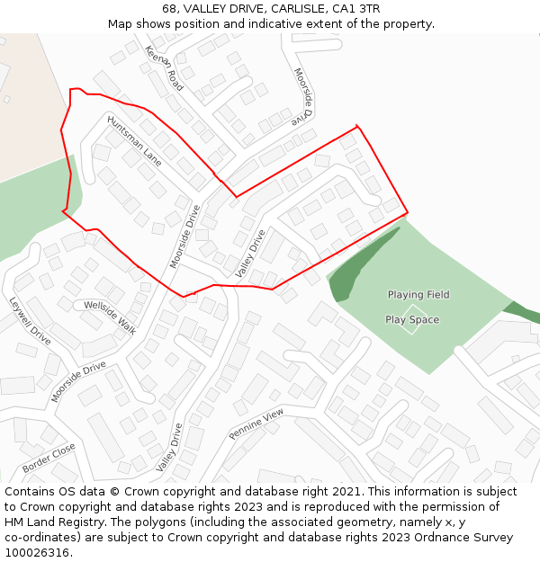 68, VALLEY DRIVE, CARLISLE, CA1 3TR: Location map and indicative extent of plot