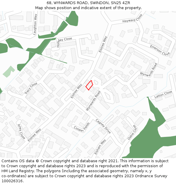 68, WYNWARDS ROAD, SWINDON, SN25 4ZR: Location map and indicative extent of plot