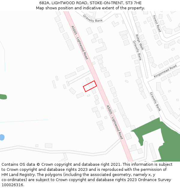 682A, LIGHTWOOD ROAD, STOKE-ON-TRENT, ST3 7HE: Location map and indicative extent of plot