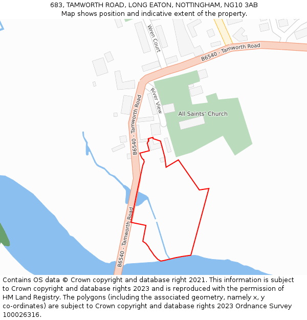 683, TAMWORTH ROAD, LONG EATON, NOTTINGHAM, NG10 3AB: Location map and indicative extent of plot