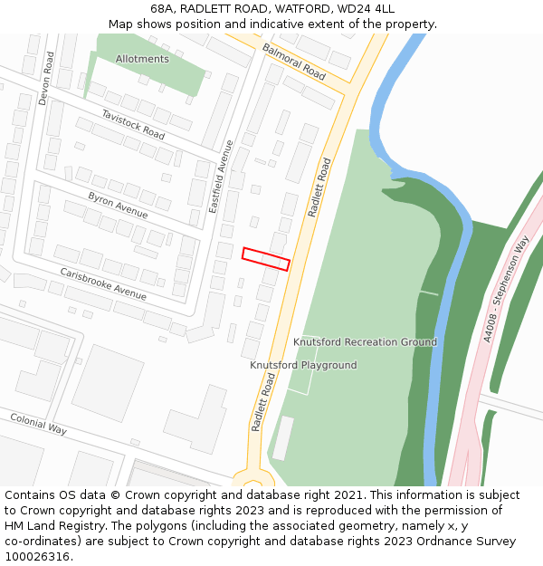 68A, RADLETT ROAD, WATFORD, WD24 4LL: Location map and indicative extent of plot