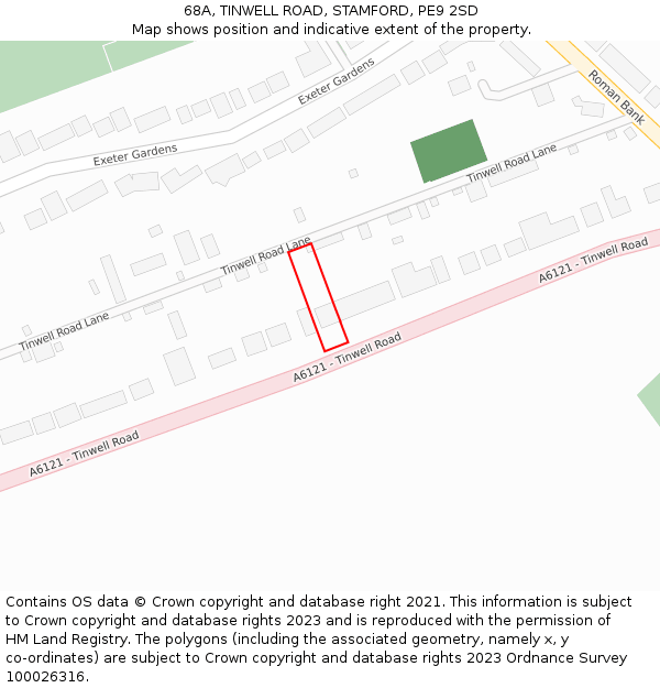 68A, TINWELL ROAD, STAMFORD, PE9 2SD: Location map and indicative extent of plot