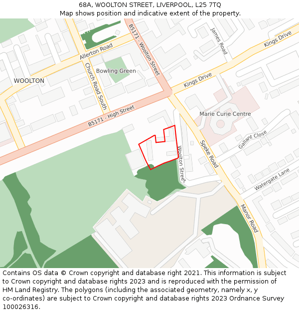 68A, WOOLTON STREET, LIVERPOOL, L25 7TQ: Location map and indicative extent of plot